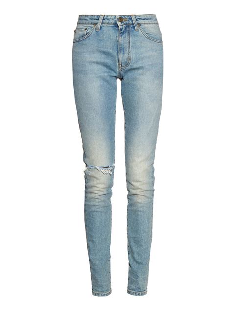 jean ysl|saint laurent distressed jeans.